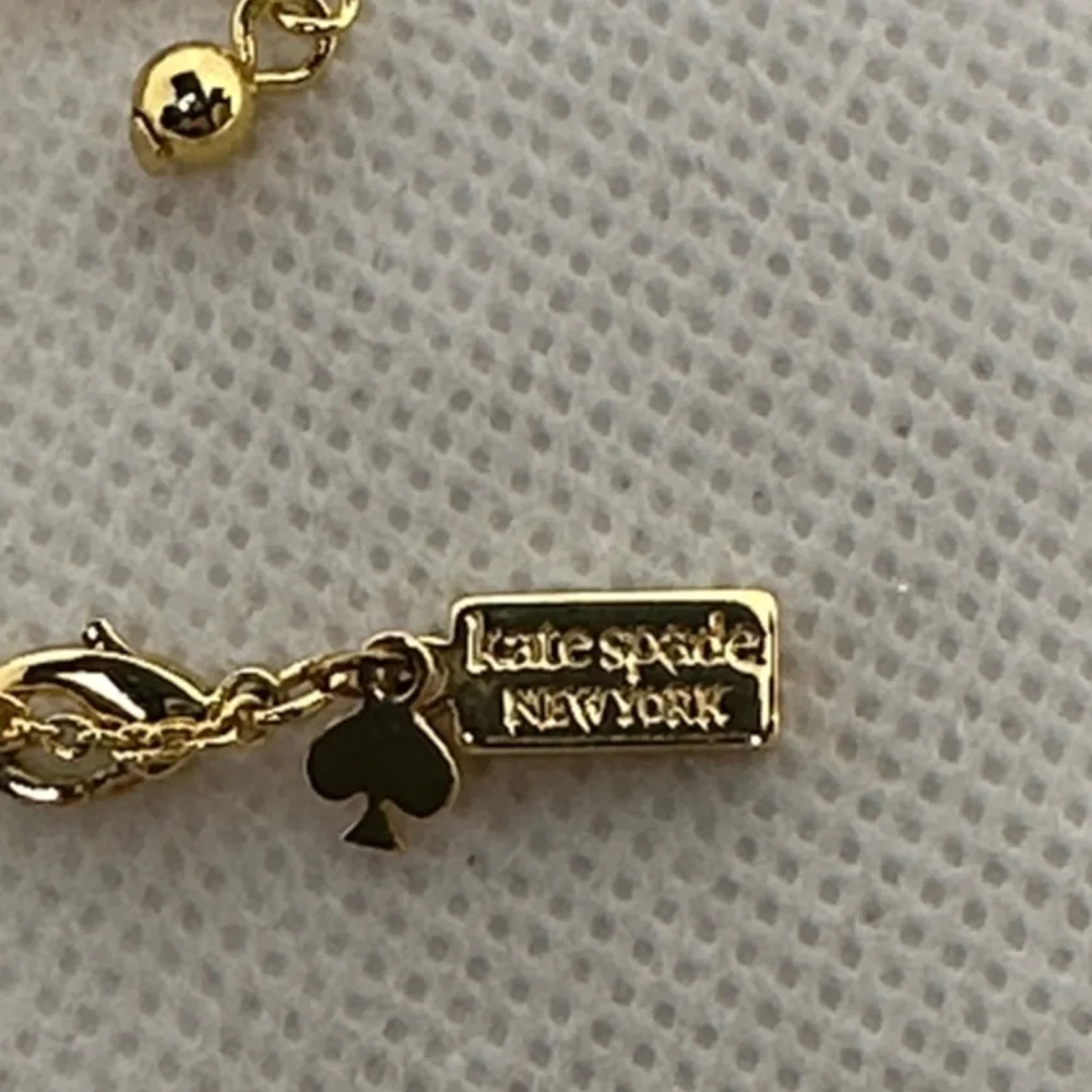 Kate Spade Pink & Gold Bow Necklace – 20” Long / 3” Extender (EUC)